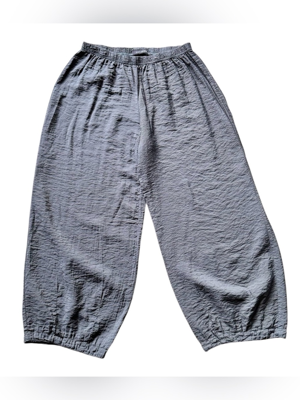 Cut Loose Parachute/Barrel Darted Cropped Pants Gray Elastic Waist Small